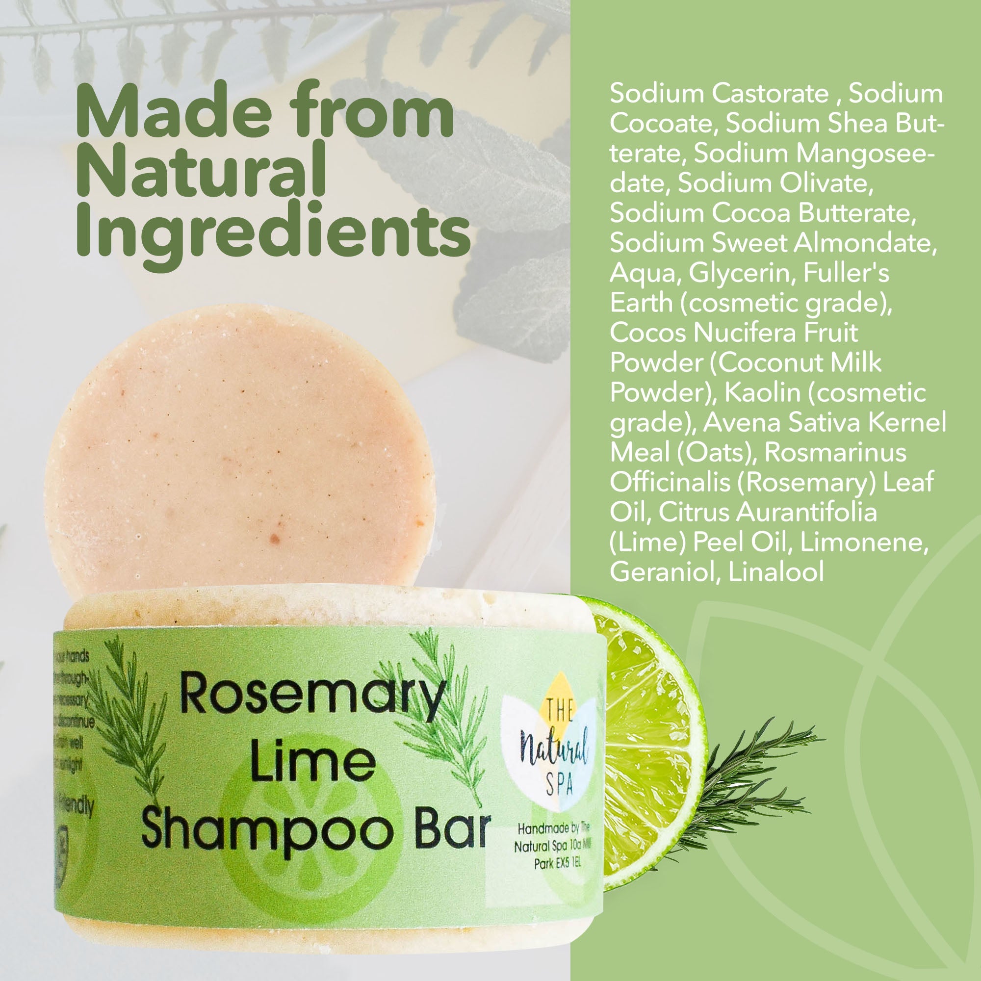 Shampoing Solide Romarin & Citron Vert | Lavage Naturel pour Tous Types de Cheveux | Soin Capillaire Vegan et Zéro Déchet