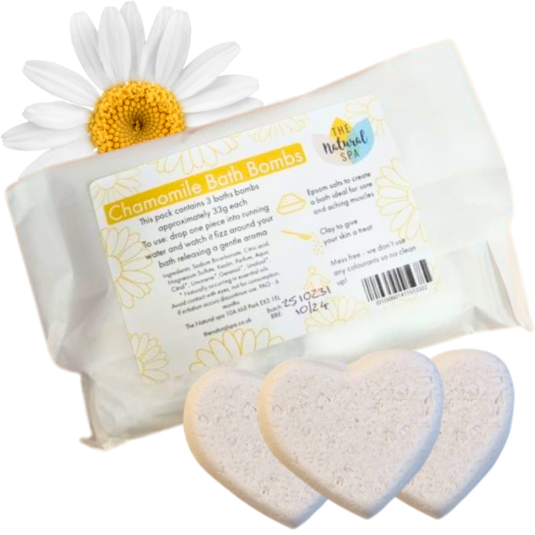Chamomile Aromatherapy Bath Bombs | Natural Relaxing Bath Fizzers for Calm & Stress Relief | Vegan, Plastic-Free