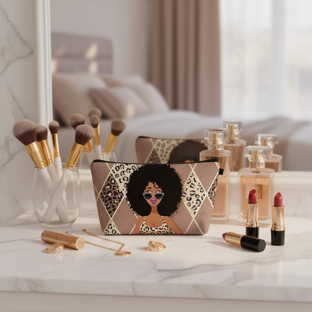 Trousse de Maquillage pour Femmes Mélaninées — Styles Afrocentriques et d'Affirmation