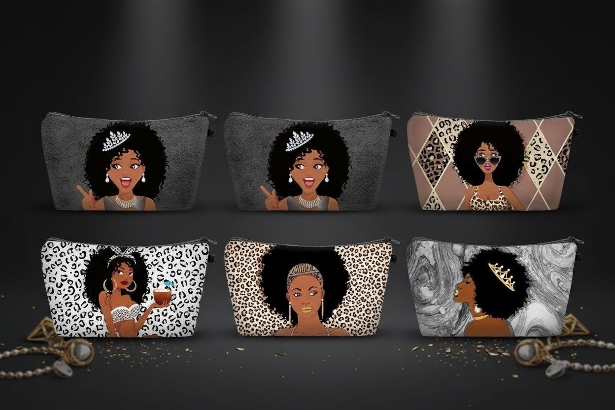 Trousse de Maquillage pour Femmes Mélaninées — Styles Afrocentriques et d'Affirmation